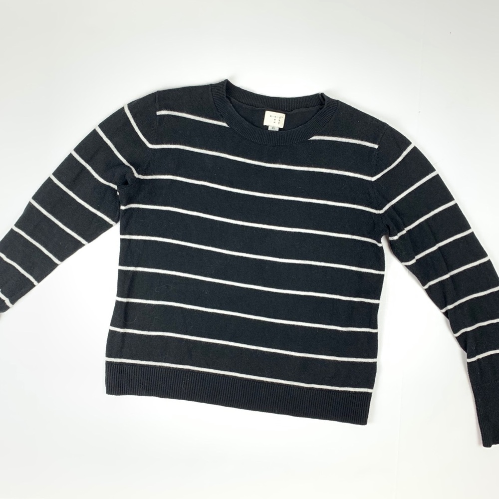A New Day Crewneck Sweater Black & White Striped